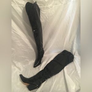 Woman’s size 9 faux black shiny over the knee boots